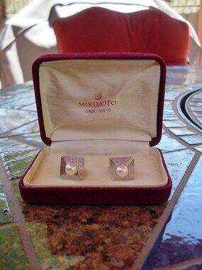 Vintage Mikimoto Pearl Cufflinks - 925 Sterling - Original Gift - Looks New